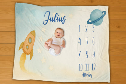 Spaceship Milestone Blanket