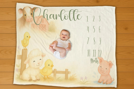 Farm Friends Milestone Blanket