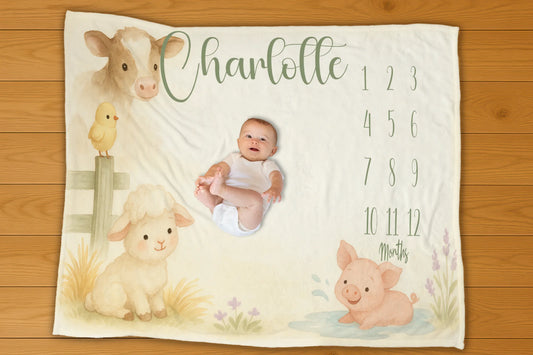 Farm Friends (Puddle Version) Milestone Blanket
