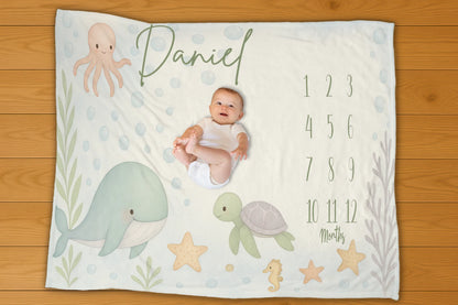 Underwater Friends Milestone Blanket