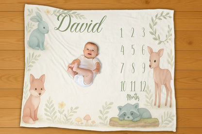 Woodland Friends Milestone Blanket