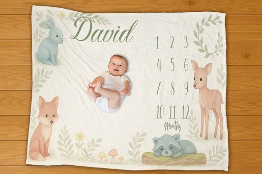 Woodland Friends Milestone Blanket