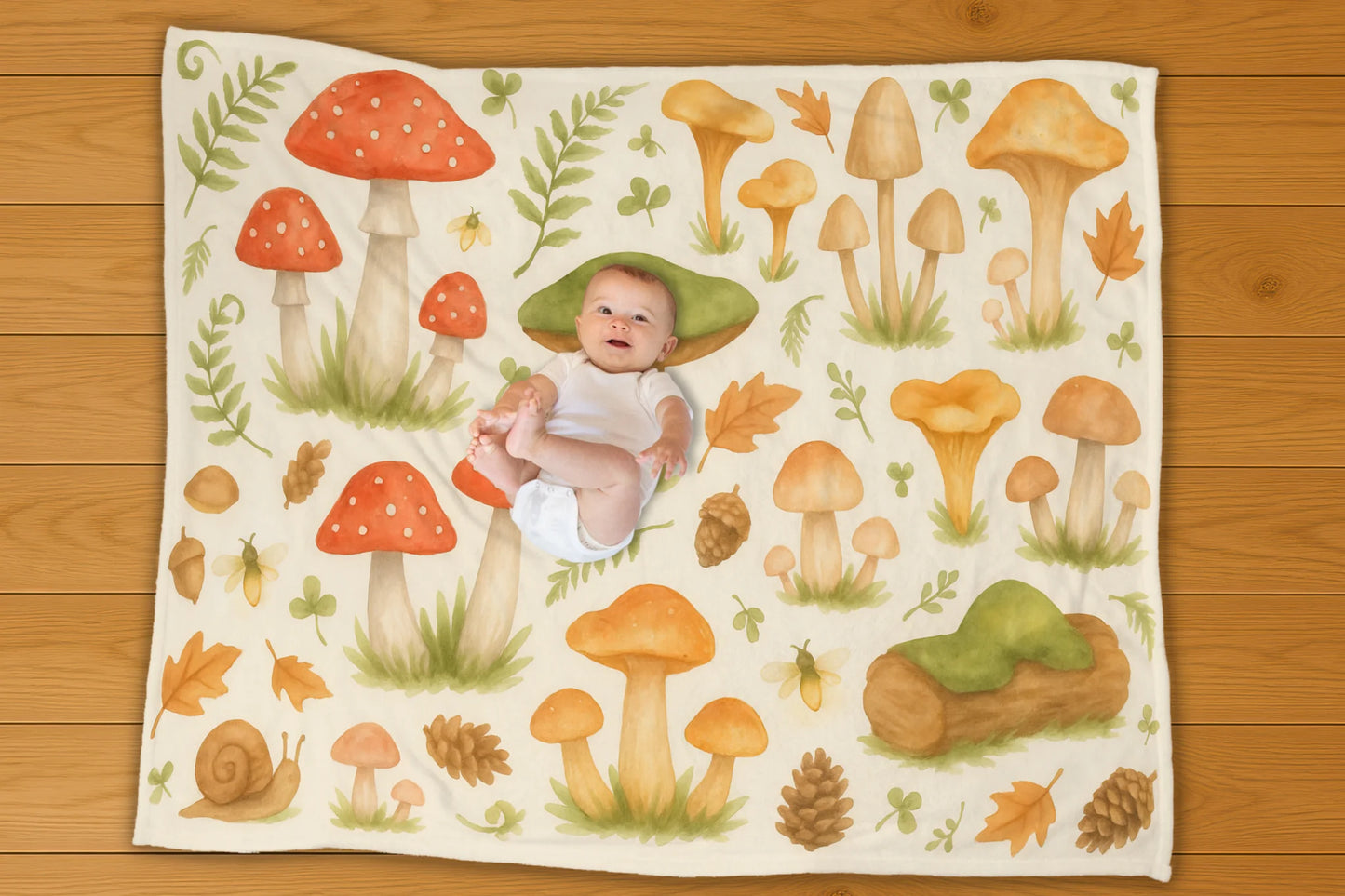 Mushroom Pattern Blanket - No Personalization