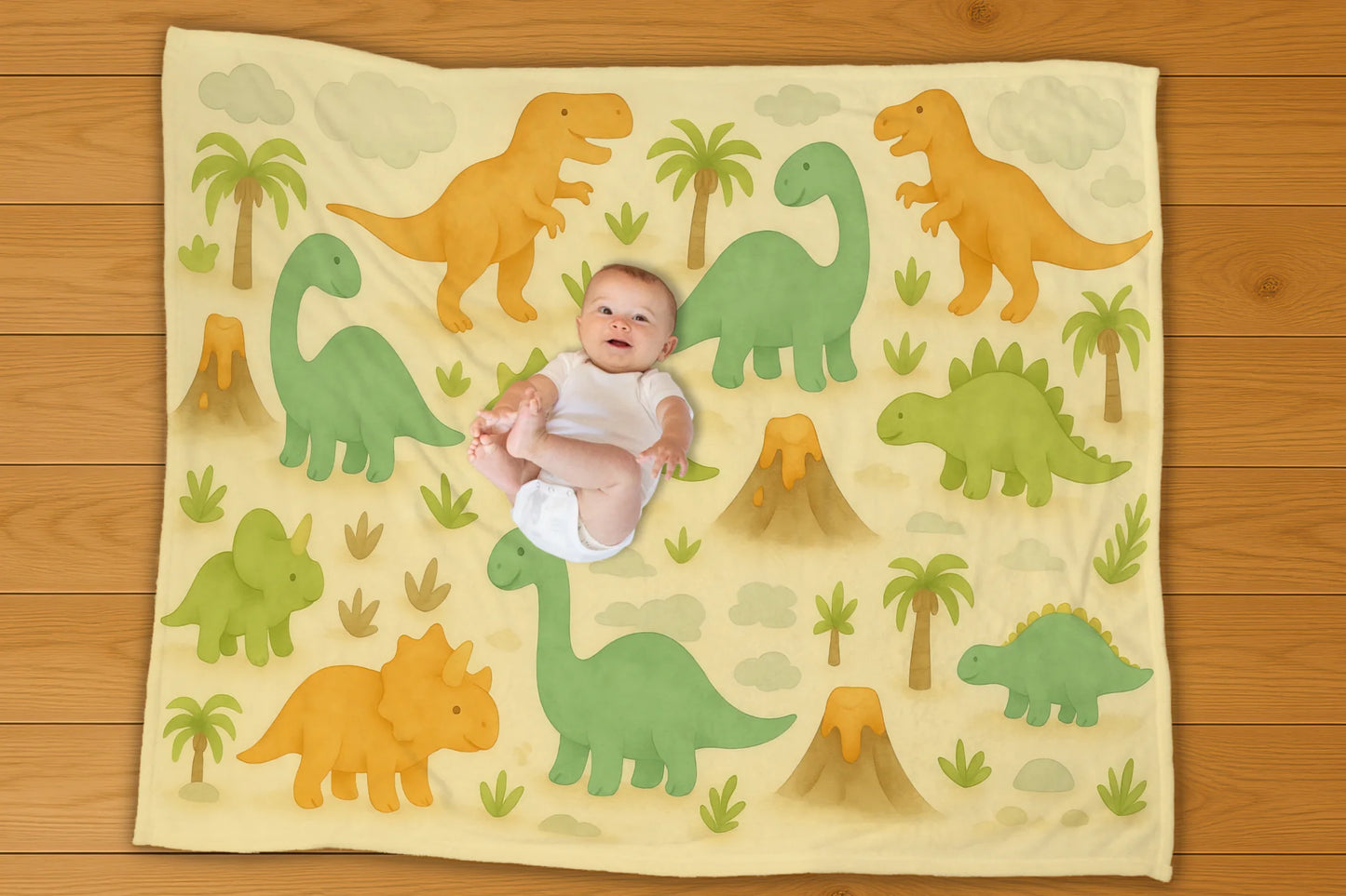 Dinosaur Pattern Blanket - No Personalization