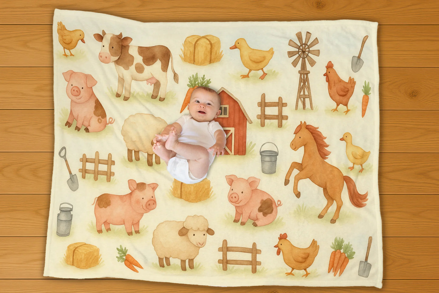 Farm Pattern Blanket - No Personalization