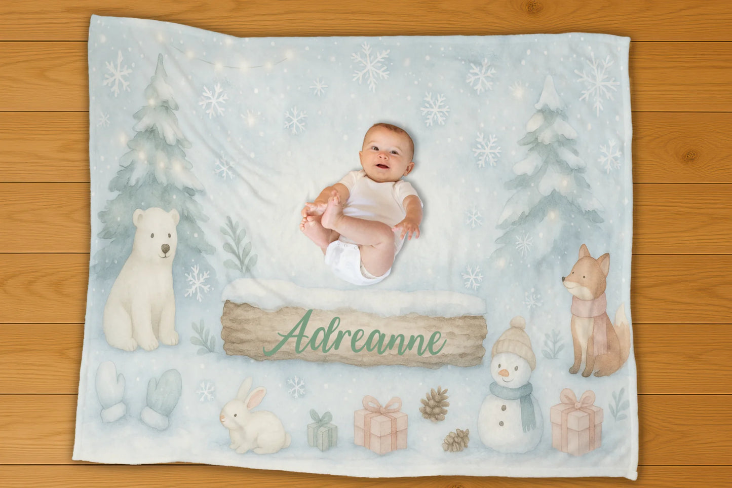 Winter Wonderland Name Personalization Blanket