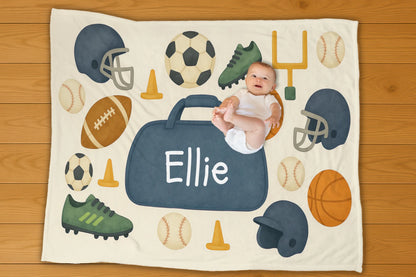 All Star Blue Name Personalization Blanket