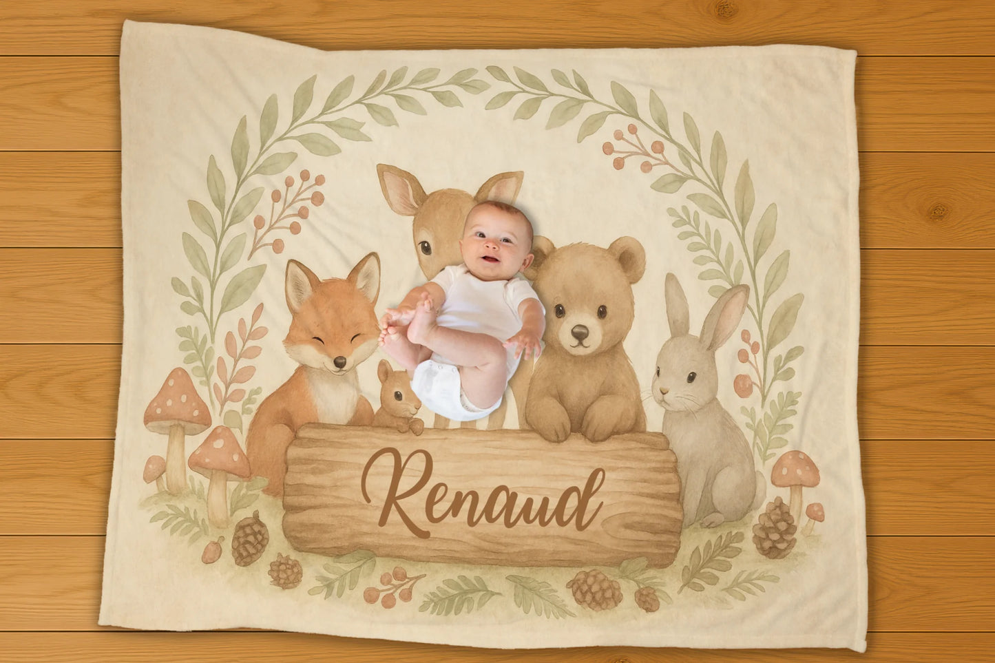 Woodland Name Personalization Blanket