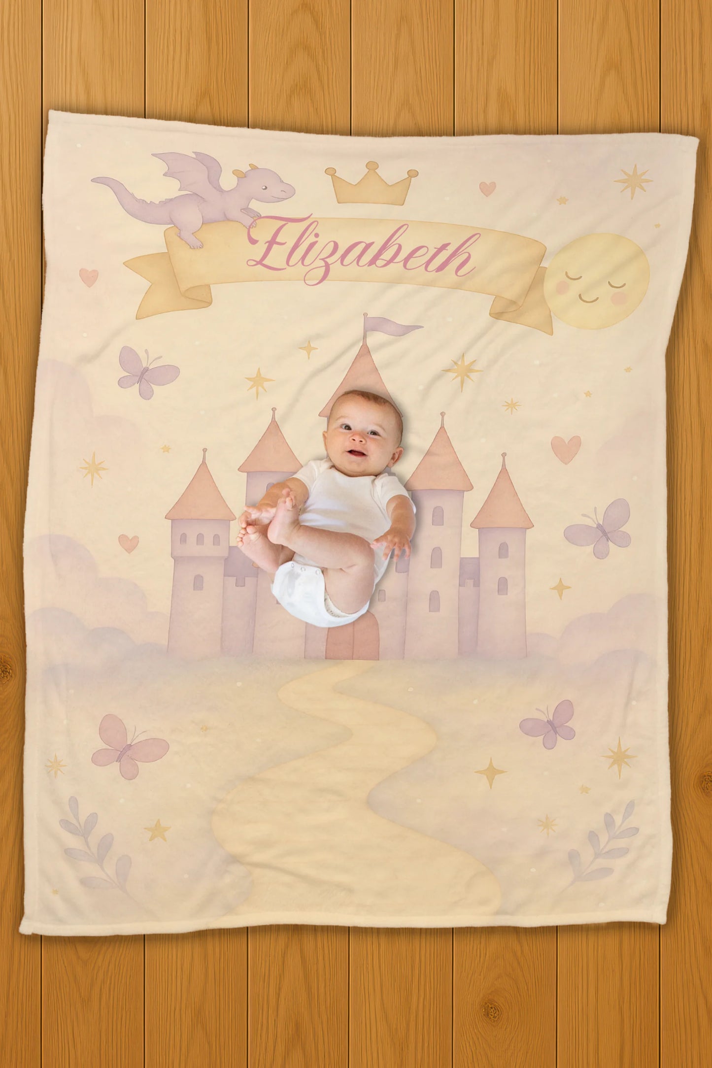 Pink Castle Name Personalization Blanket