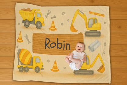 Construction Name Personalization Blanket
