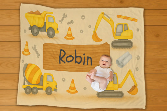 Construction Name Personalization Blanket