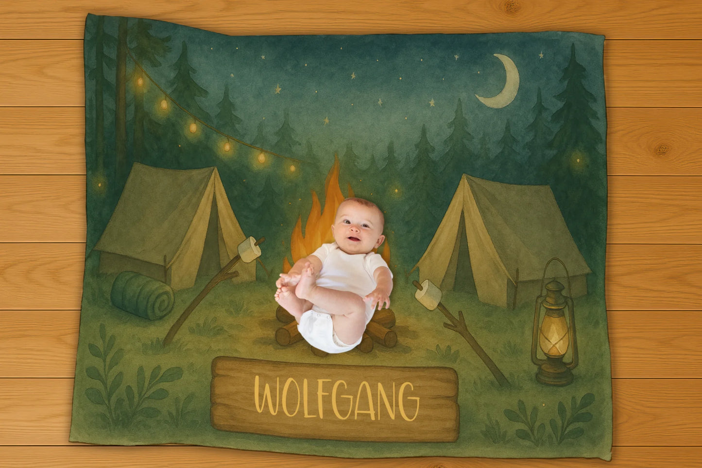 Camping Name Personalization Blanket
