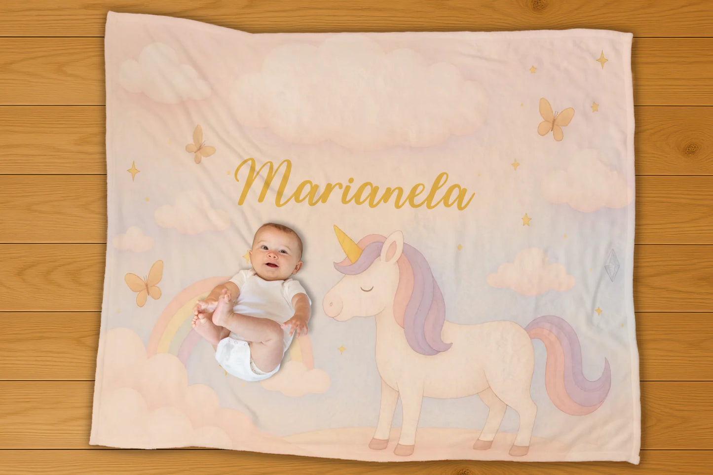 Unicorn Name Personalization Blanket