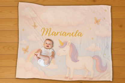 Unicorn Name Personalization Blanket