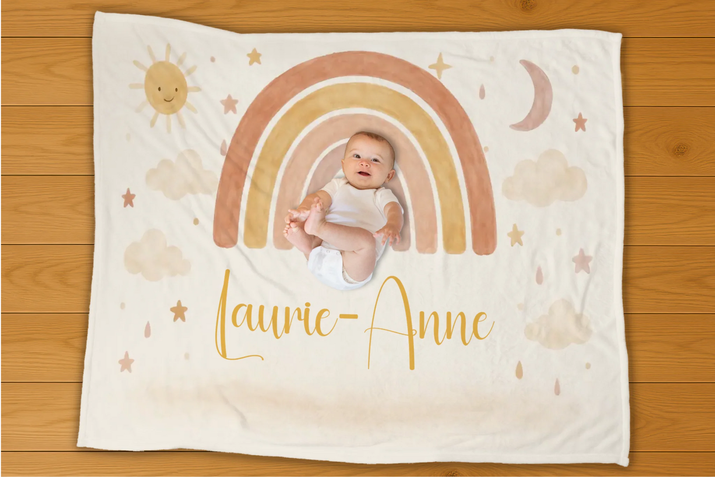 Boho Rainbow Name Personalization Blanket