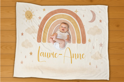 Boho Rainbow Name Personalization Blanket
