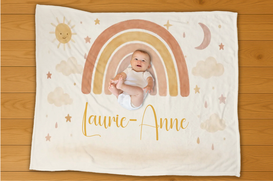 Boho Rainbow Name Personalization Blanket