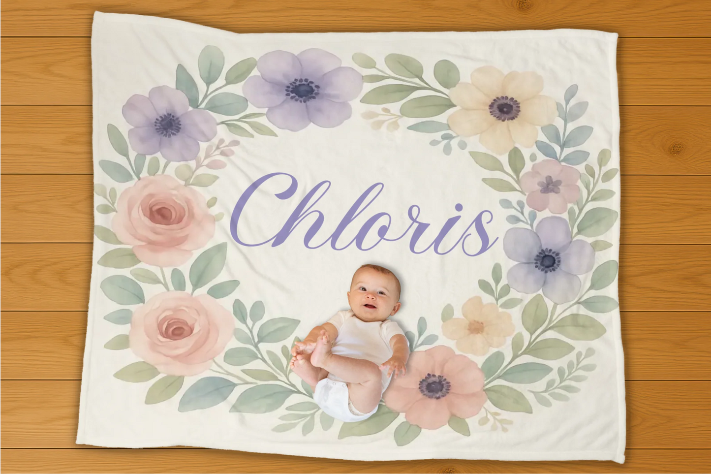 Flowers Name Personalization Blanket