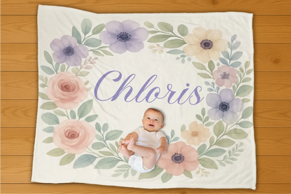 Flowers Name Personalization Blanket