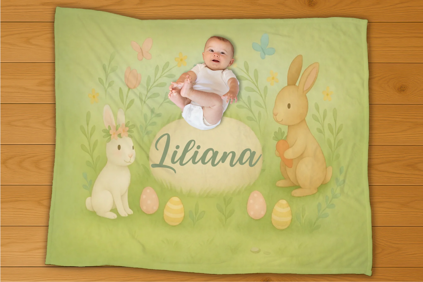 Bunnies Name Personalization Blanket