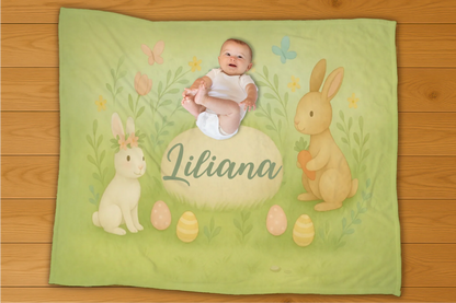 Bunnies Name Personalization Blanket