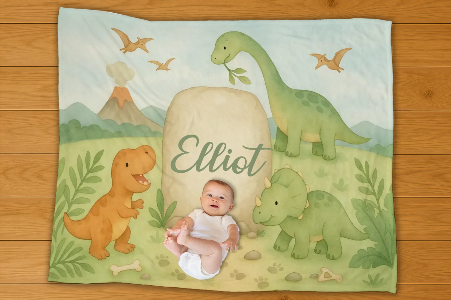 Dinosaurs Name Personalization Blanket