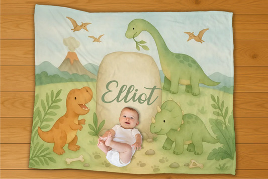 Dinosaurs Name Personalization Blanket