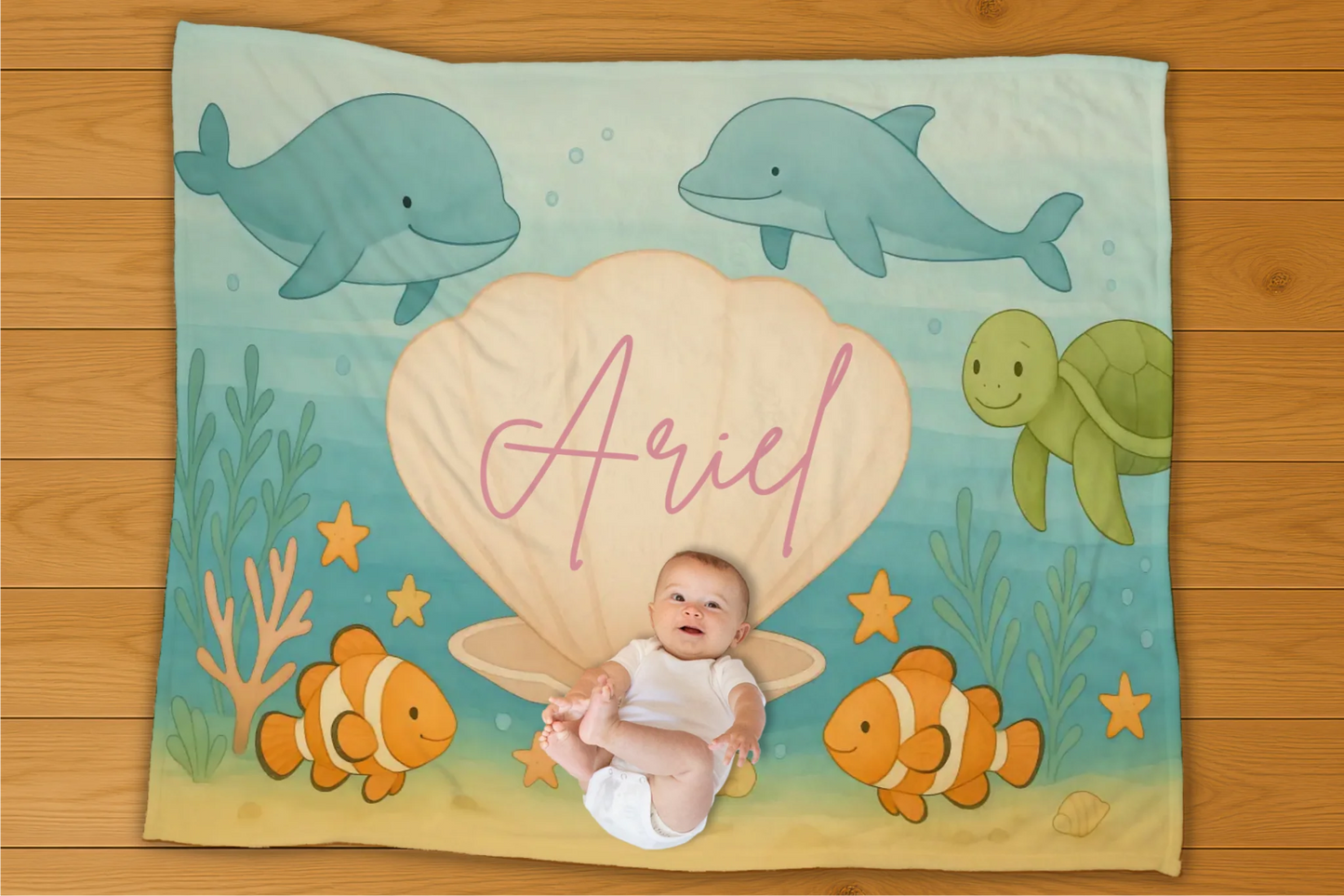 Underwater Name Personalization Blanket