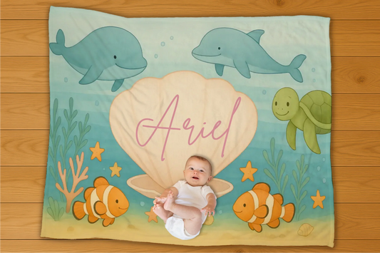 Underwater Name Personalization Blanket