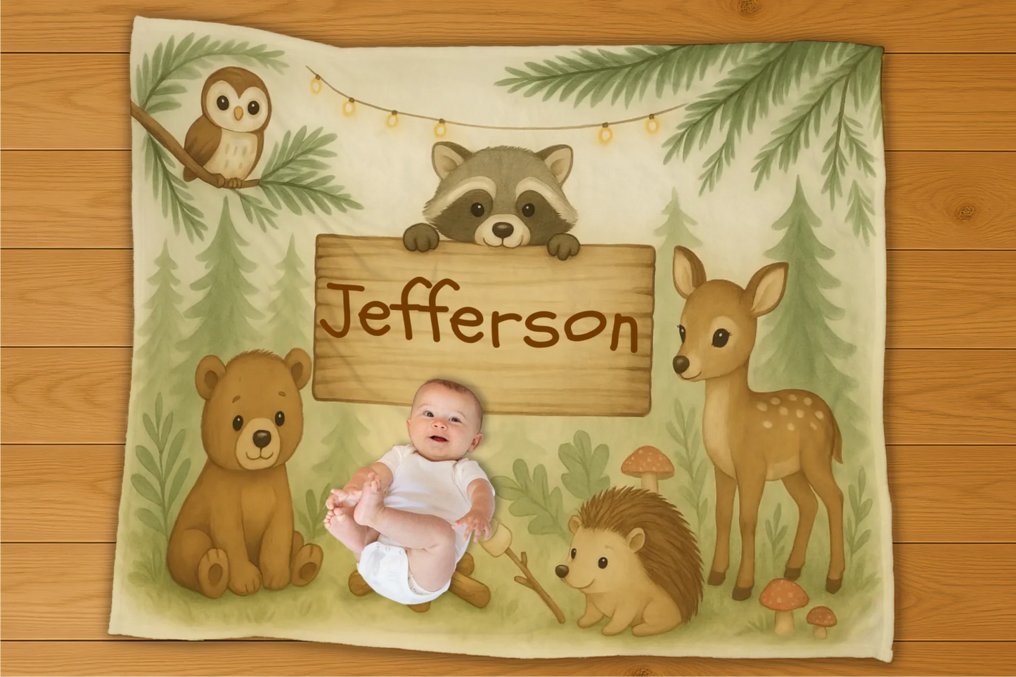 Woodland Friends Name Personalization Blanket