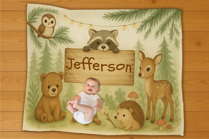 Woodland Friends Name Personalization Blanket