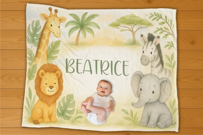 Safari Name Personalization Blanket