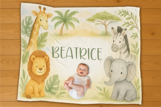Safari Name Personalization Blanket
