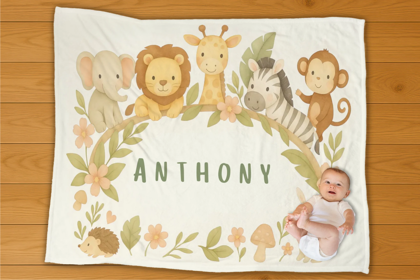 Safari Friends Name Personalization Blanket