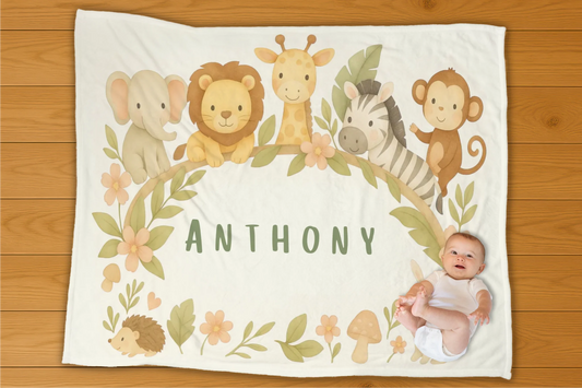 Safari Friends Name Personalization Blanket