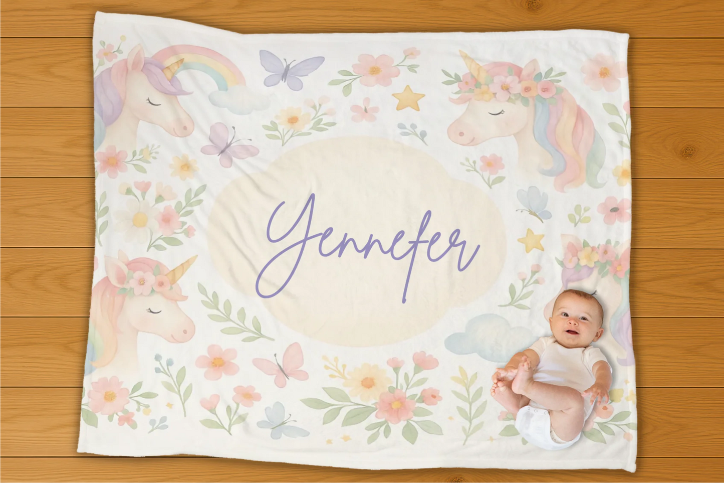 Unicorns Name Personalization Blanket