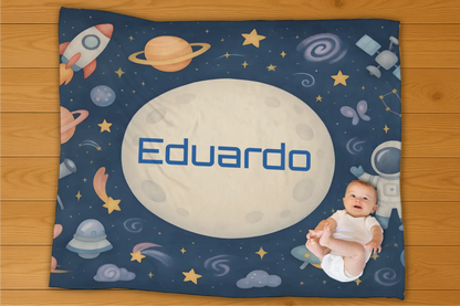 Space Adventure Name Personalization Blanket