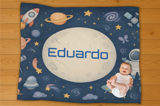 Space Adventure Name Personalization Blanket