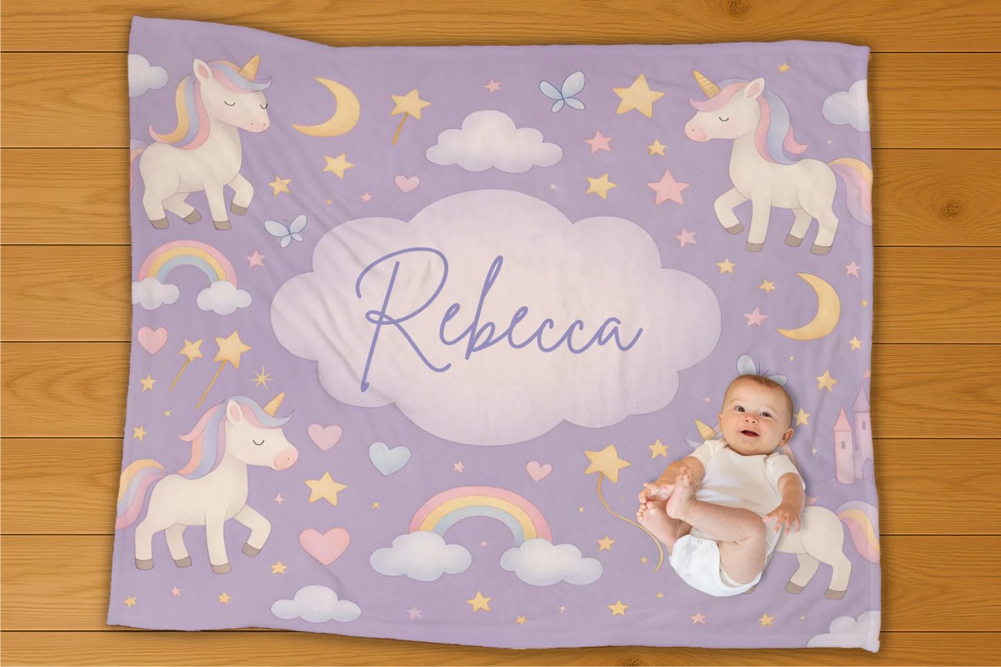 Unicorn Friends Name Personalization Blanket