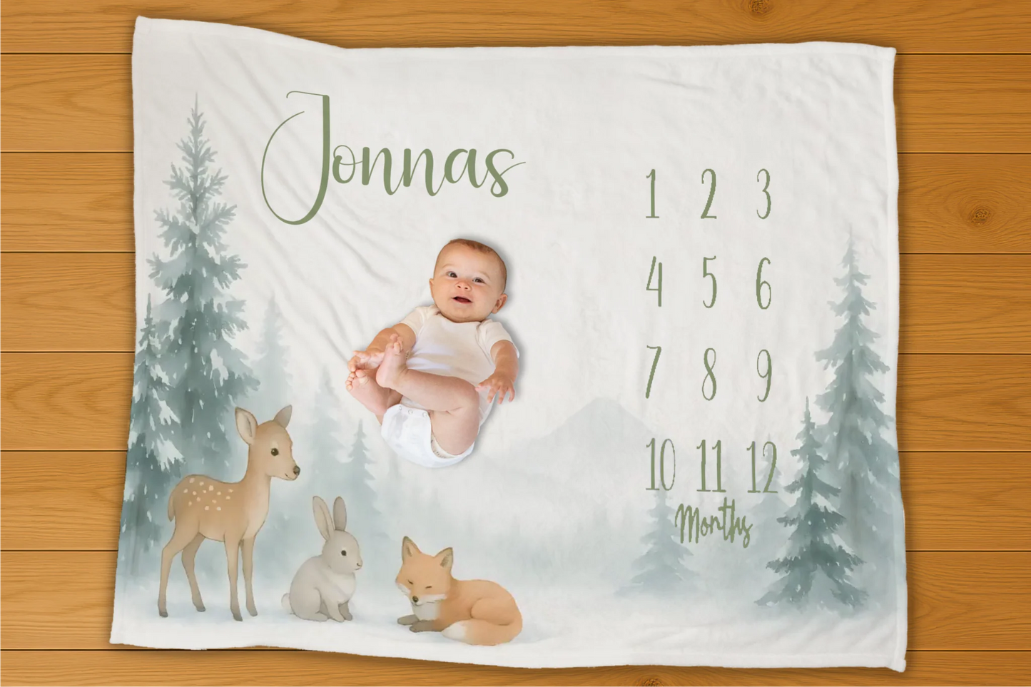 Winter Forrest Milestone Blanket