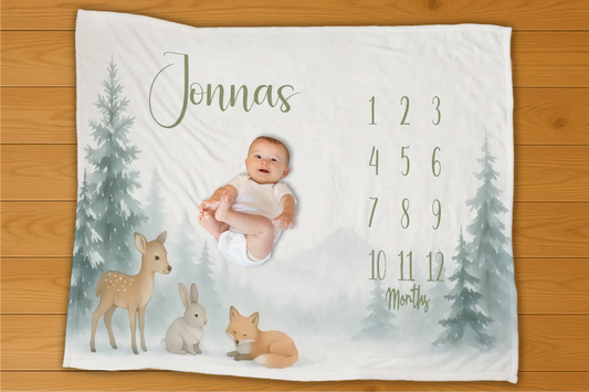 Winter Forrest Milestone Blanket