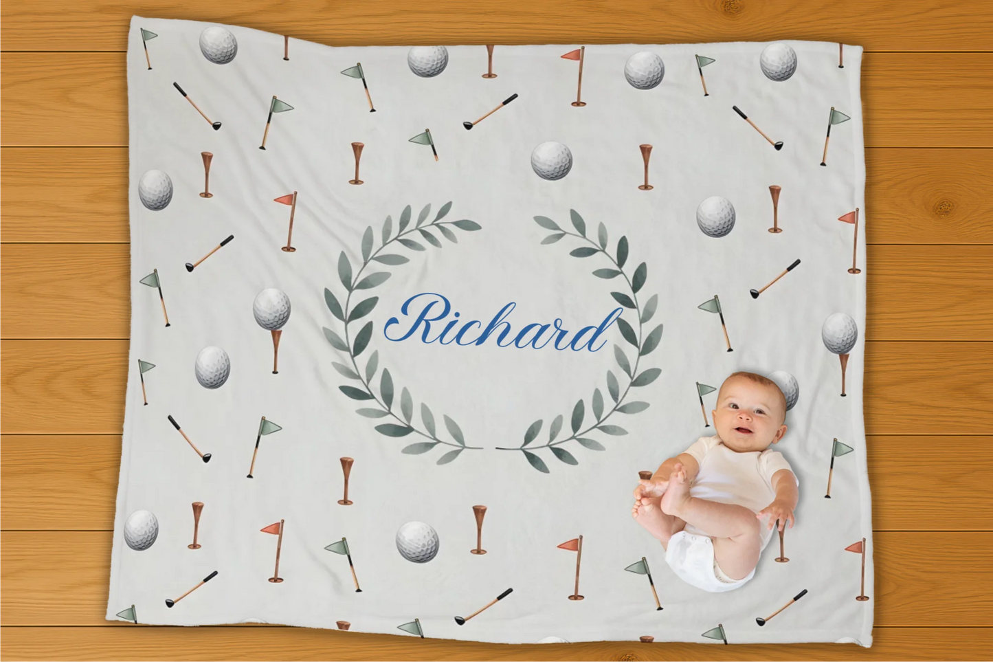 Golfing Name Personalization Blanket
