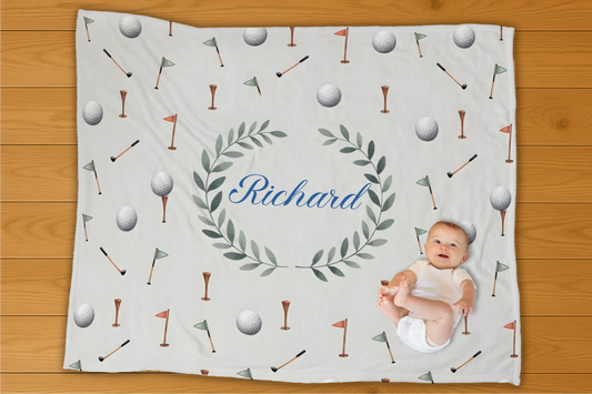 Golfing Name Personalization Blanket