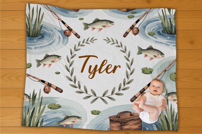 Fishing Name Personalization Blanket