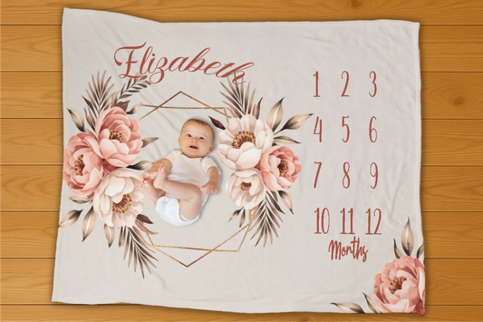 Floral Wreath Milestone Blanket