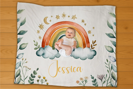 Rainbow Name Personalization Blanket