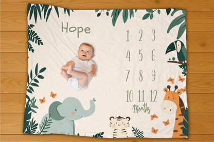 Jungle Friends Milestone Blanket