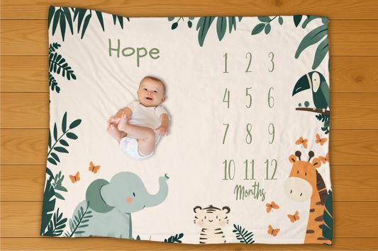 Jungle Friends Milestone Blanket
