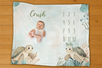 Sea Turtles Milestone Blanket