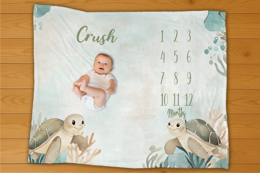 Sea Turtles Milestone Blanket